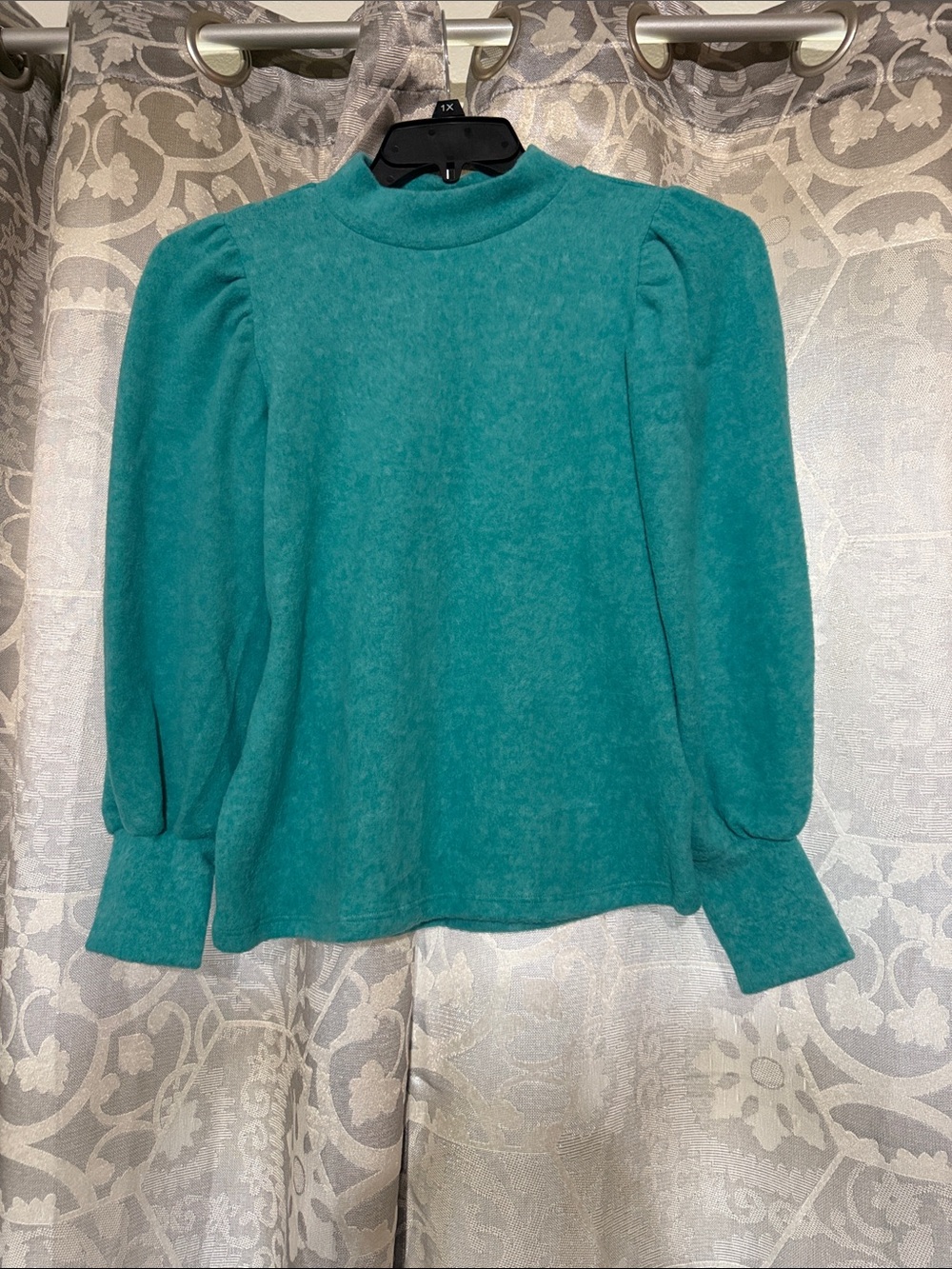 NWOT Teal Puff-Sleeve Hachi Mock Neck Top